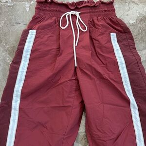 Red Jogger Pants with White Stripes
